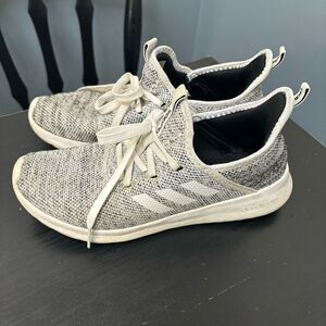 Adidas Womens Cloudfoam Pure White Black Running Shoes DB0695 Size 8